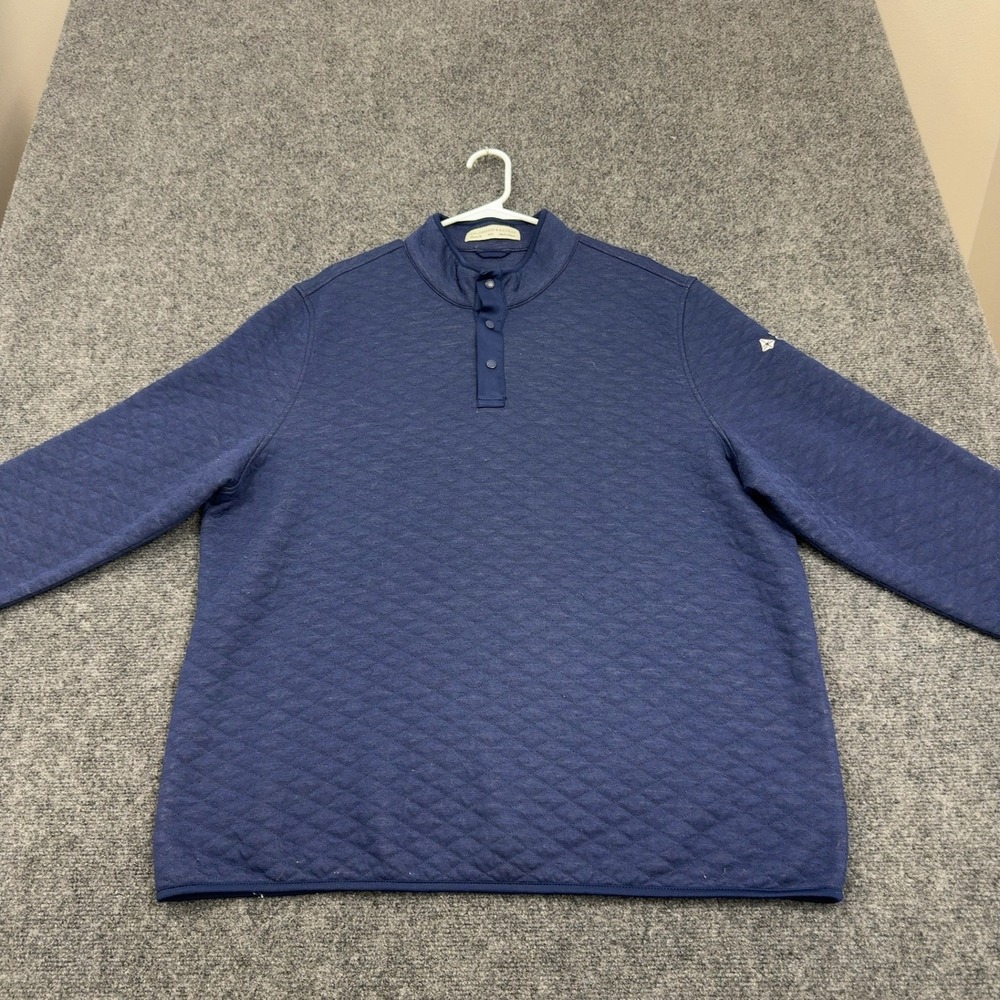 Holderness & Bourne Pullover Mens XXL Navy Blue Quilted Quarter Mock Neck Golf